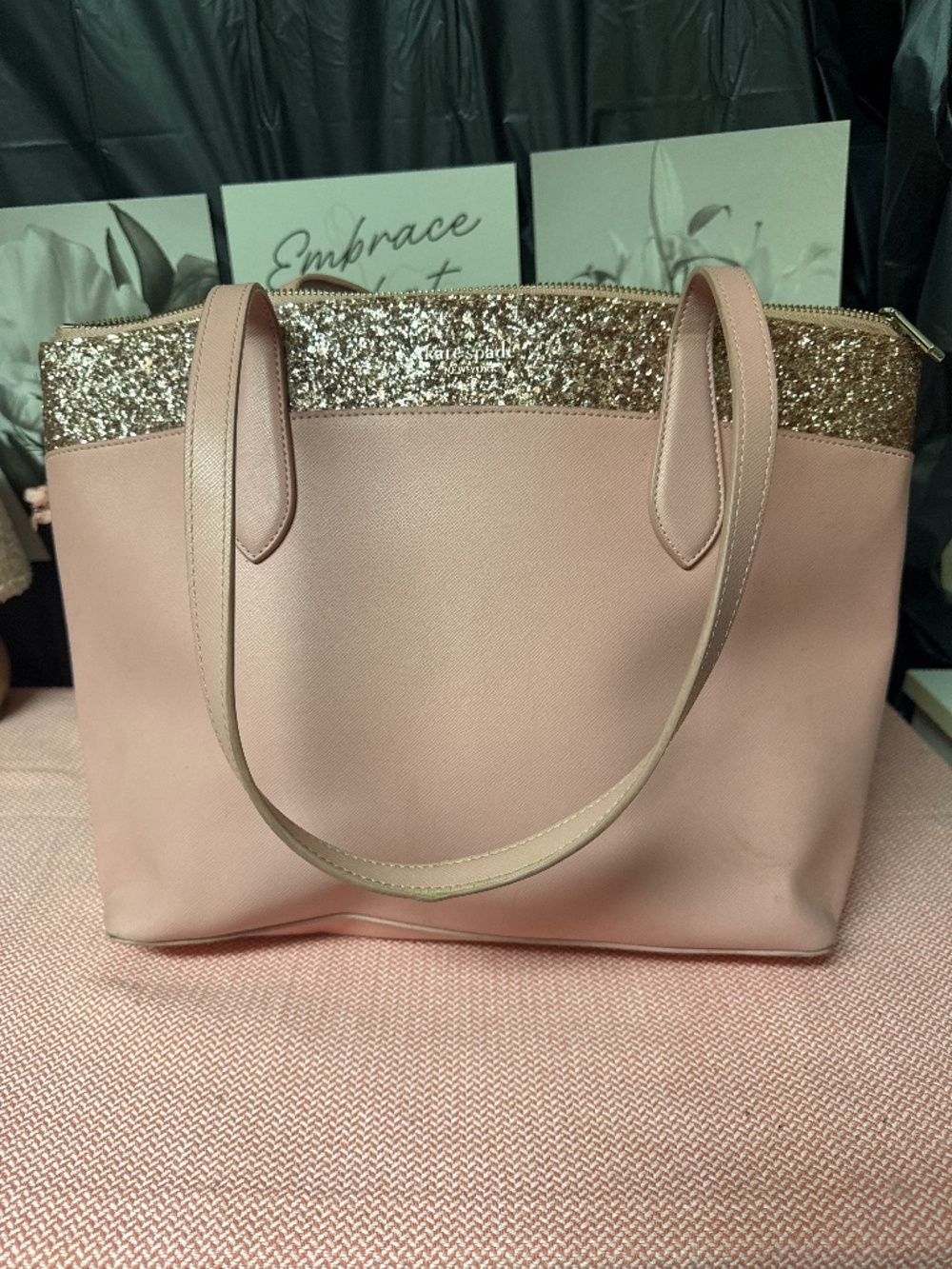 Kate Spade Pink Bubble Gum Glitter Purse Used